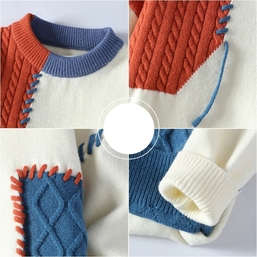 Sander | Kuscheliger Patchwork Pullover