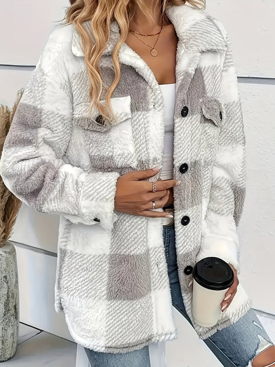 HANNAH - KARIERTE JACKE MIT KNOPFVERSCHLUSS